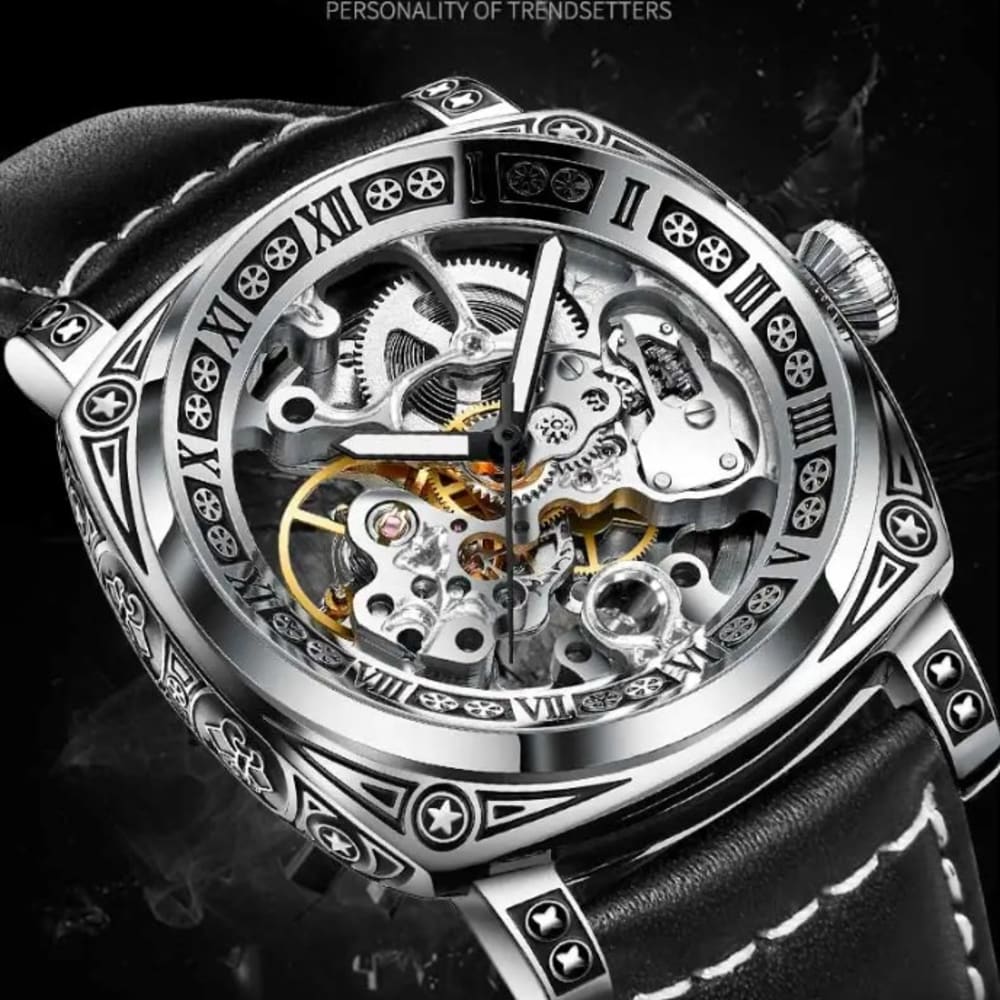 2023PINDU Men's Luxury Mechanical Watch with Hollow Design, Waterproof - Professional Style